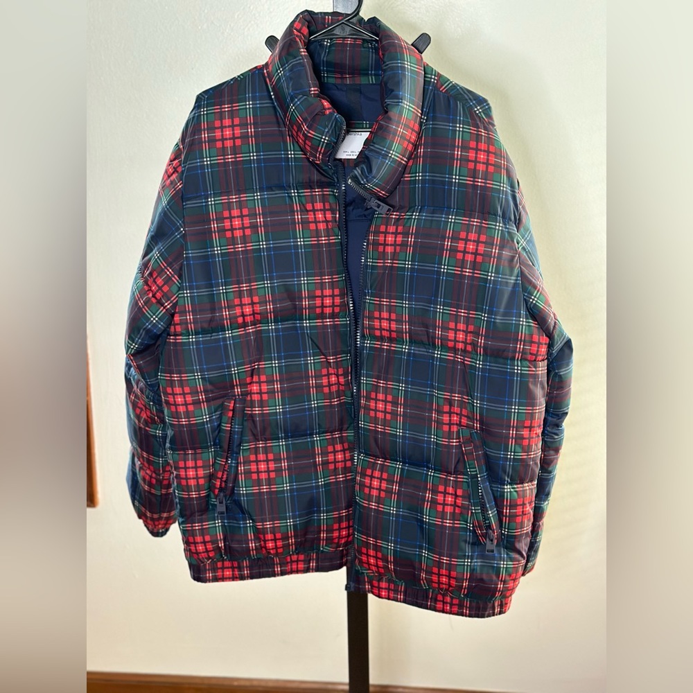 Bershka Plaid Puffer Coat